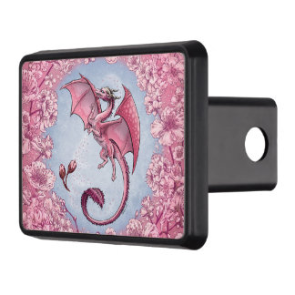 Pink Dragon of Spring Nature Fantasy Art Trailer Hitch Cover