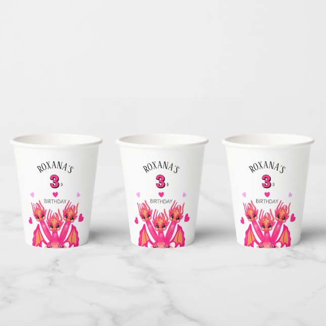 Pink dragon paper cups (Multi)
