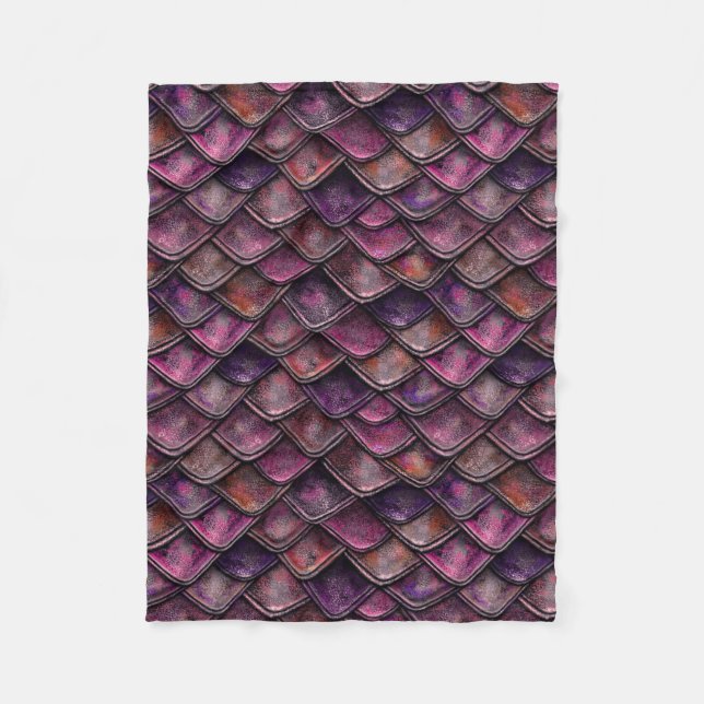 Pink Dragon Scales Fleece Blanket (Front)