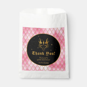 Pink Dragon Scales Gold Birthday Thank You Favour Bag
