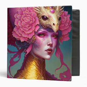 Pink Dragon Skull Woman Fantasy Art Binder