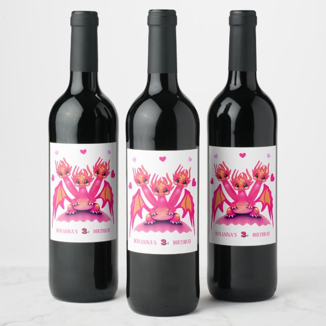 Pink dragon wine label (Bottles)