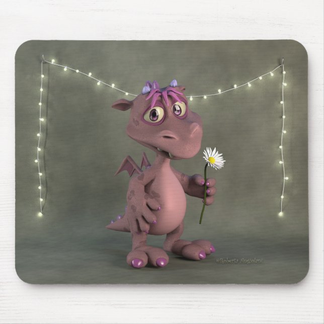 Pink Dragon with daisy Mouse Pad (Front)