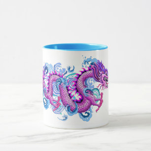 Pink Dragon with Water Splashes Mug