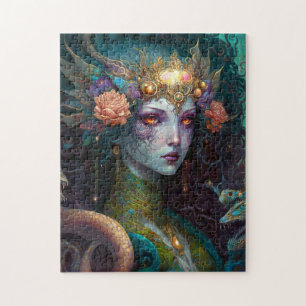 Pink Dragon Woman Fantasy Art Jigsaw Puzzle