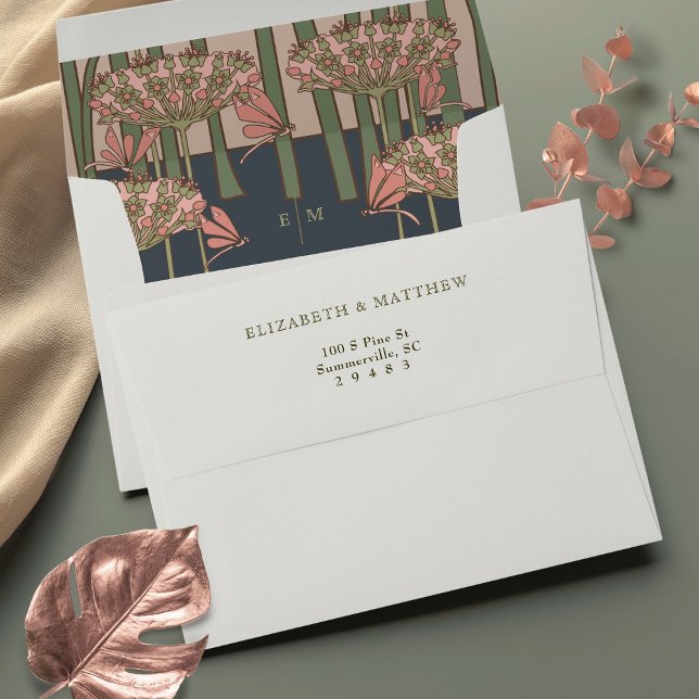 Pink Dragonflies Art Nouveau Vintage Envelope (Creator Uploaded)