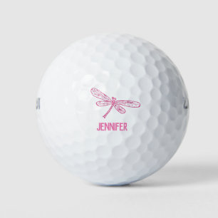 Pink dragonfly Cute Name golf balls
