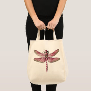 Pink Dragonfly Eco-Friendly Calico Grocery  Tote Bag