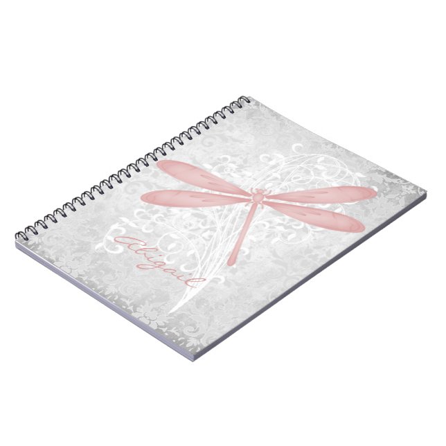 Pink Dragonfly Personalized Notebook (Left Side)