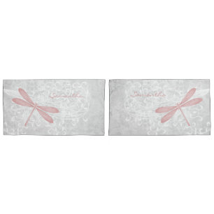 Pink Dragonfly Personalized Pillow Case