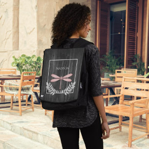 Pink Dragonfly Russe sac à dos personnalisé
