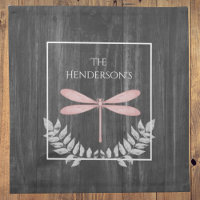 Pink Dragonfly Rustic Cloth Napkin