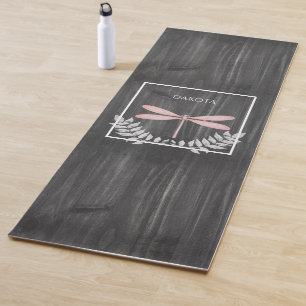 Pink Dragonfly Rustic Yoga Mat