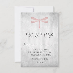 Pink Dragonfly Wedding RSVP Card