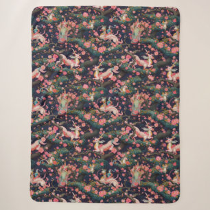 Pink Dragons and Cherry Blossoms Sherpa Blanket