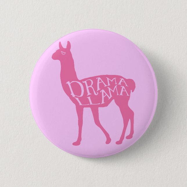 Pink Drama Llama 2 Inch Round Button (Front)