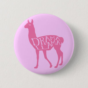 Pink Drama Llama 2 Inch Round Button