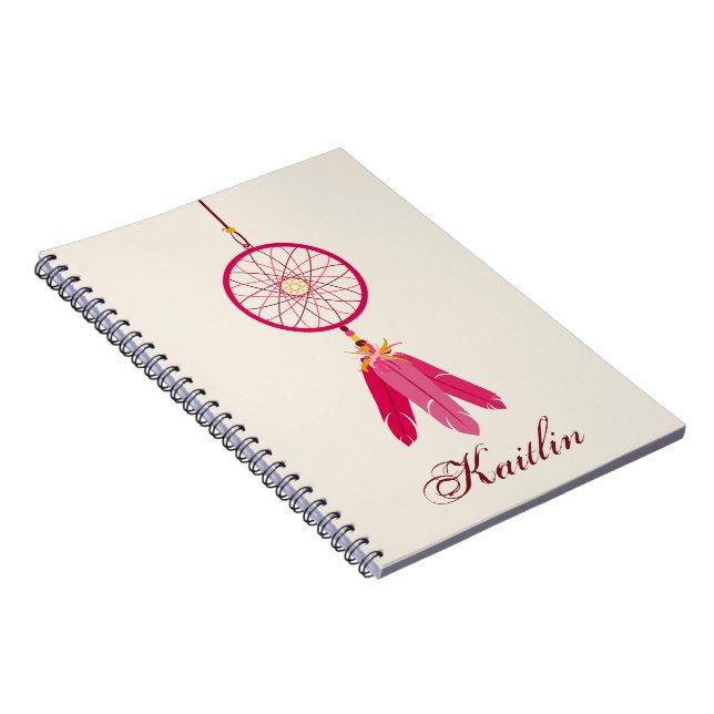 Pink Dream Catcher Personalized Spiral Notebook (Right Side)