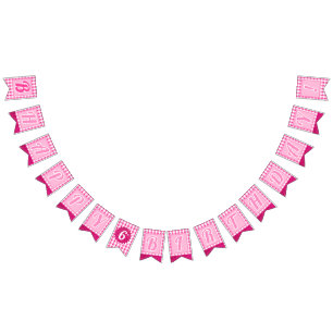Pink Dream Editable Initial &  Age Bunting Flags