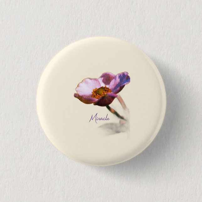 Pink Dream Flowers – Elegant Fantasy Nature 1 Inch Round Button (Front)
