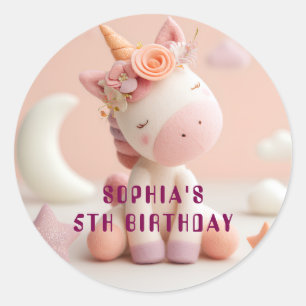 Pink Dream Unicorn Party Classic Round Sticker