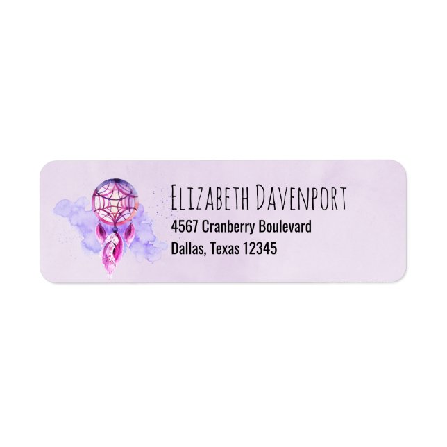 Pink Dreamcatcher On Purple Watercolor Splatter (Front)