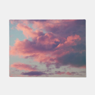 Pink Dreamy Aesthetic Sunset Clouds Doormat