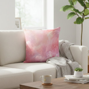 Pink Dreamy Clouds Throw Pillow