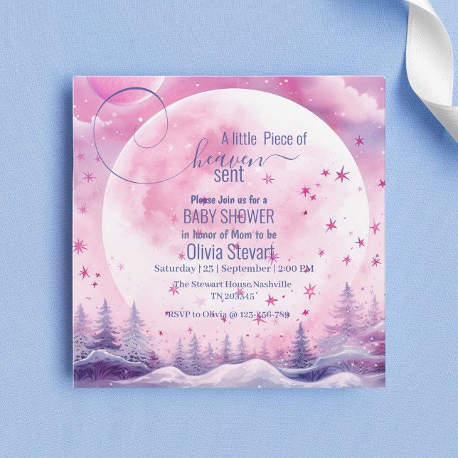 Pink Dreamy Heaven envoyé Baby shower Invitation (Créateur téléchargé)