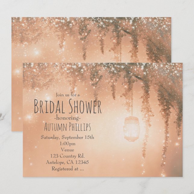 Pink Dreamy Rustic Forest Bridal Shower Invitation (Front/Back)