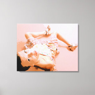 pink dress girl wrapped canvas