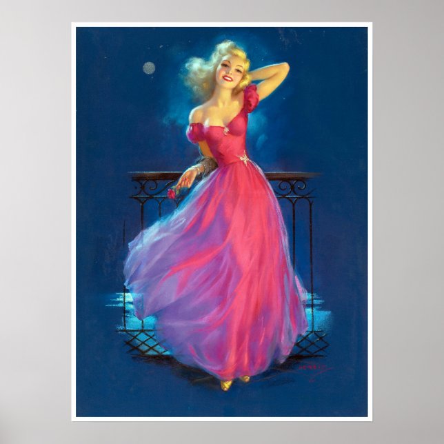 Pink Dress Pin Up Poster (Front)
