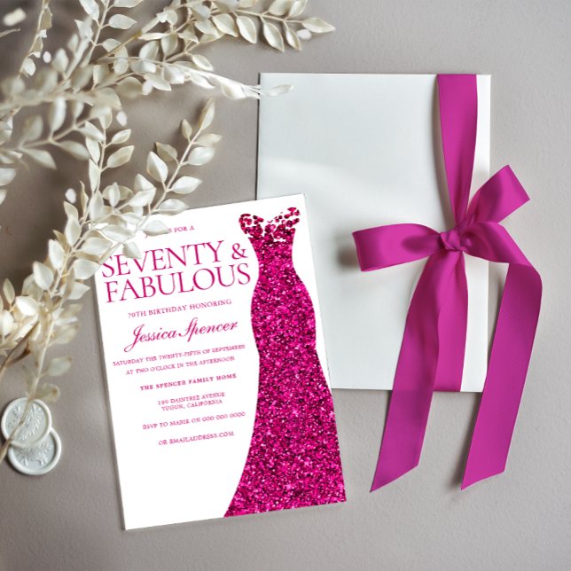 Pink Dress Seventy & Fabulous 70th Birthday Invitation (Creator Uploaded)