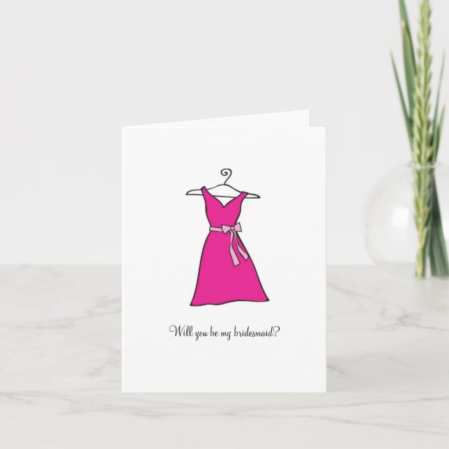 Pink dress, Will you be my bridesmaid? Invitation (Front)