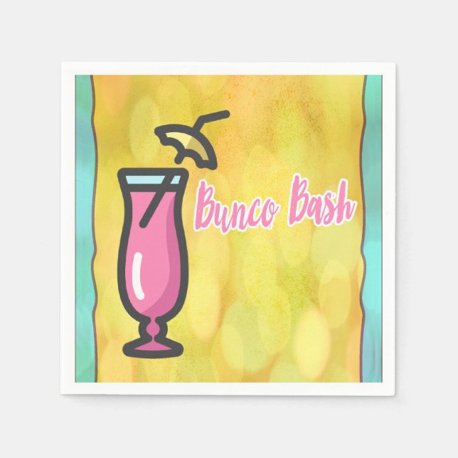 Pink Drink Bunco Bash Fun Cocktail Napkin (Front)