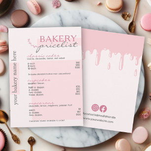 Pink Dripography Menu Bakery Tarifs