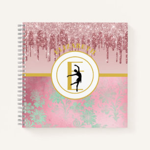 Pink Dripping Glitter Ballerina Ballet Dancer Notebook