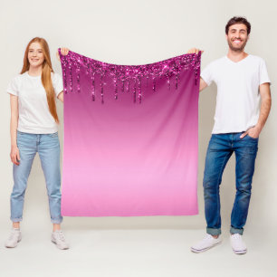 Pink Dripping Glitter Fleece Blanket