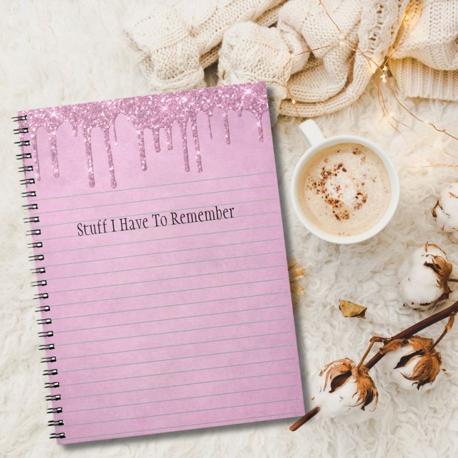 Pink Dripping Glitter Girly Personalized Notebook (Pink Dripping Glitter Personalized Notebook)