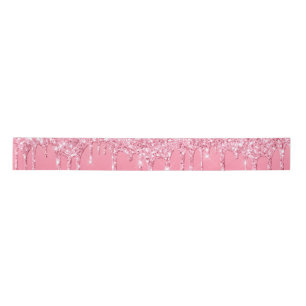 Pink Dripping Glitter Girly Trendy Chic Modern Satin Ribbon