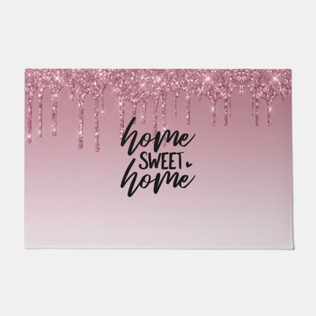 Pink Dripping Glitter | Home Sweet Home Doormat (Front)