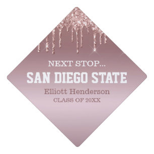 Pink Dripping Glitter Next Stop Graduation Cap Topper