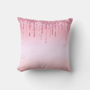 Pink Dripping Glitter Throw Pillow