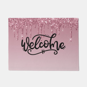 Pink Dripping Glitter Welcome Doormat