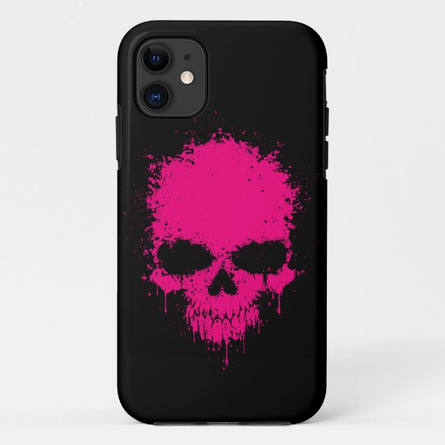 Pink Dripping Splatter Skull Case-Mate iPhone Case (Back)