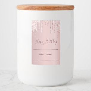 Pink drips homemade birthday gift food label
