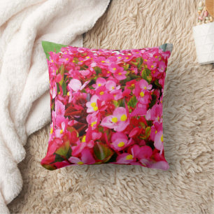 Pink Droplets Of Spring, Begonia, Round Cushion