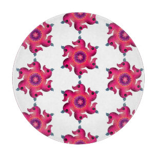 Pink Duck Floral Mandala Cute Decorative Bird Cutting Board