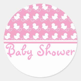 pink duck row baby shower seal sticker