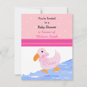 Pink Ducky Baby Shower Invitation